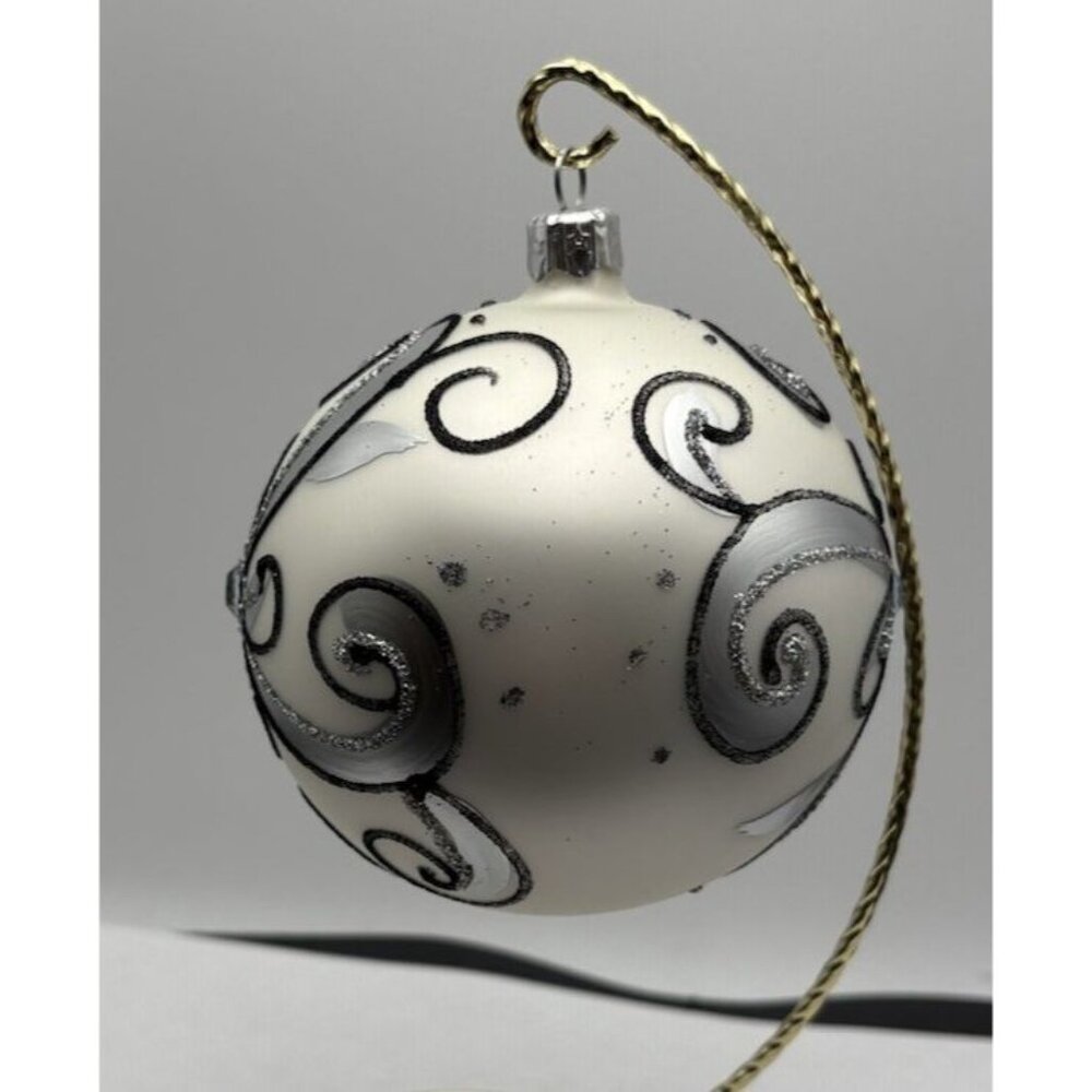 Vitbis Handmade Glass Ornament 10 CM Made in Poland White Black - Picture 6 of 10